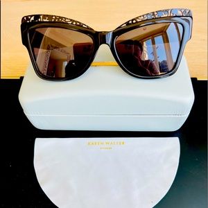 KAREN WALKER Black Fashion Forward Elegant Sunglasses